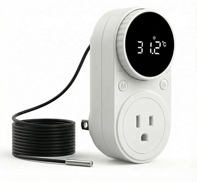 MakerHawk Digital Temperature Controller Thermostat Controller 1800W 120V 15A Rotary Knob Button Adjustment Heating Cooling Control with Sensor for Reptile Incubator Greenhouse Swimming Pool (TC801) - Image 1